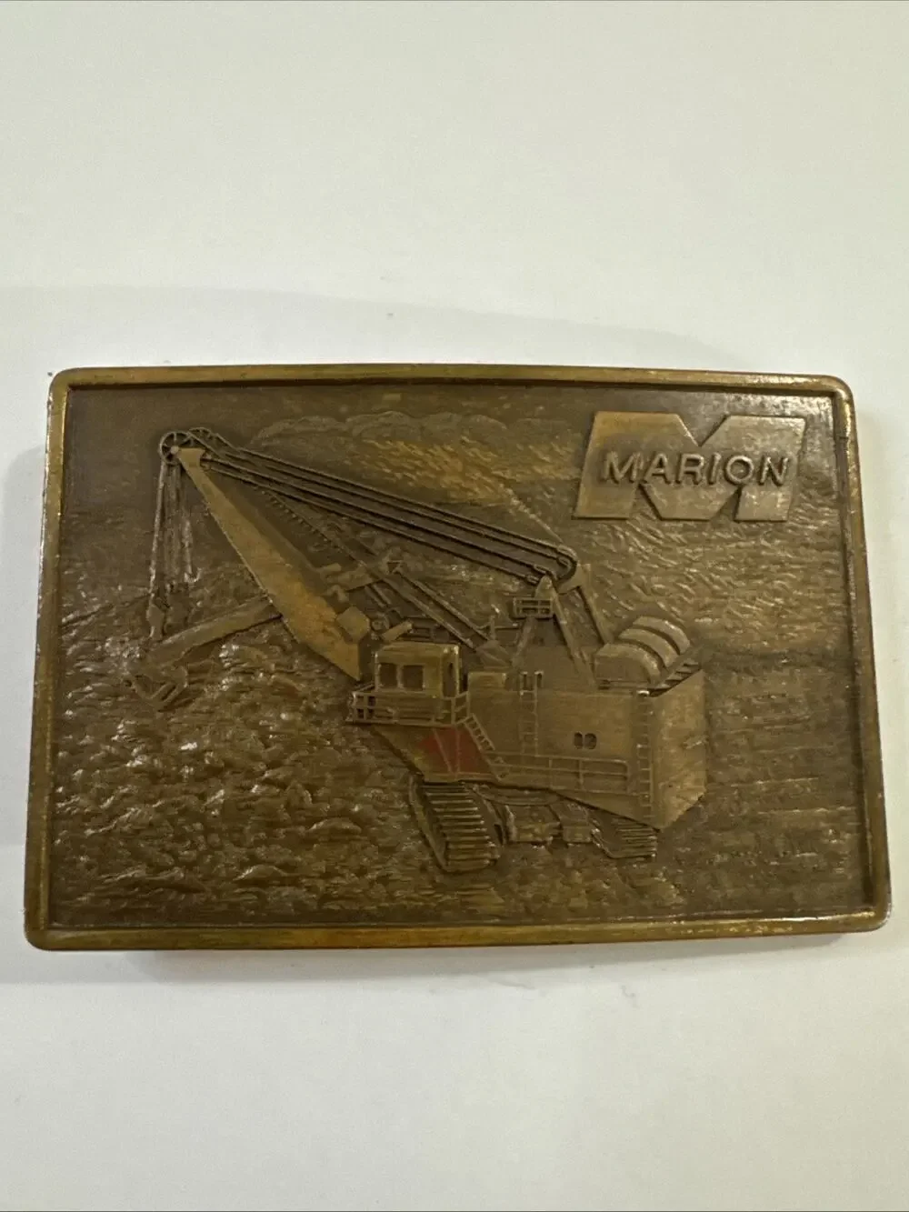 Vintage Marion Power Shovel Brass Belt Buckle Dragline Excavator Mining